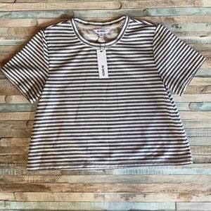 BB Dakota Sparkly Blue/White Striped Swing shirt